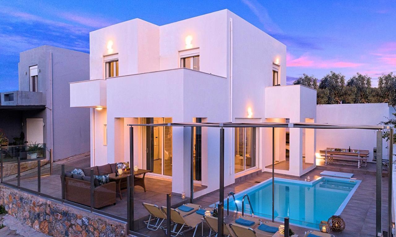 Cretan Sunset Villa Heated Pool Drámia Kültér fotó